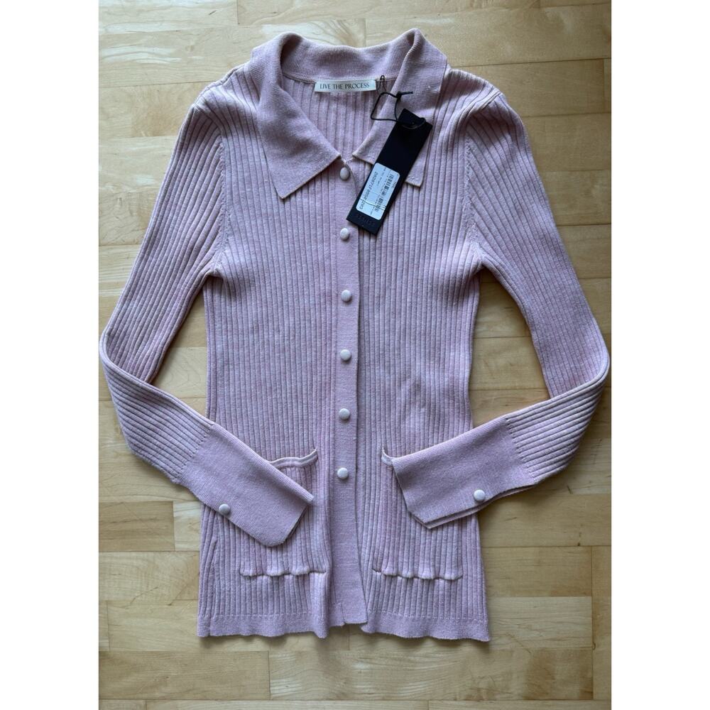 NWT Live The Process Ribbed Ribbed Knit Cardigan Dusty Pink M